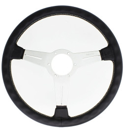 Nardi Classic ND36 Steering Wheel, Black Leather, Satin Spokes, Grey Stitching, 40 mm Dish