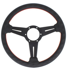 Nardi Classic ND33 Steering Wheel, Black Perforated Leather, Black Spokes, Red Stitching, 25 mm Dish