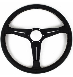 Nardi Classic ND39 Steering Wheel, Black Leather, Black Spokes, Grey Stitching, 30 mm Dish