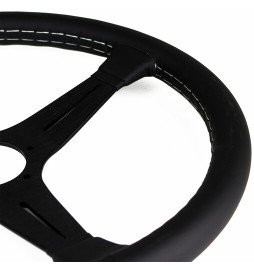 Nardi Classic ND39 Steering Wheel, Black Leather, Black Spokes, Grey Stitching, 30 mm Dish