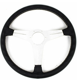 Nardi Classic ND39 Steering Wheel, Black Leather, Satin Spokes, Grey Stitching, 30 mm Dish