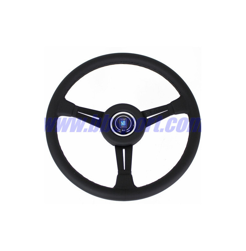 Nardi Classic ND36 Steering Wheel, Black Leather, Black Spokes, Black Stitching, 25 mm Dish