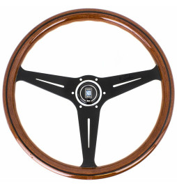 Nardi Classic ND39 Steering Wheel, Wood, Black Inlay, Black Spokes, 30 mm Dish