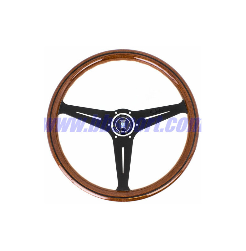 Nardi Classic ND39 Steering Wheel, Wood, Black Inlay, Black Spokes, 30 mm Dish