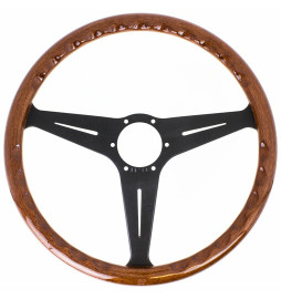 Nardi Classic ND39 Steering Wheel, Wood, Black Inlay, Black Spokes, 30 mm Dish