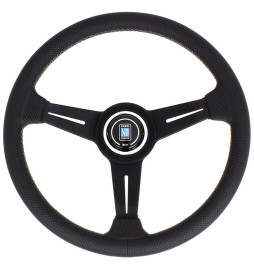 Nardi Classic ND34 Steering Wheel, Black Perforated Leather, Black Spokes, Grey Stitching, 40 mm Dish