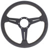 Nardi Classic ND34 Steering Wheel, Black Leather, Black Spokes, Grey Stitching, 40 mm Dish