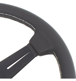 Nardi Classic ND34 Steering Wheel, Black Leather, Black Spokes, Grey Stitching, 40 mm Dish