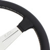 Nardi Classic ND34 Steering Wheel, Black Leather, Satin Spokes, Grey Stitching, 25 mm Dish