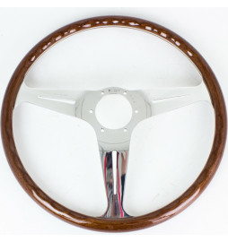 Nardi Classic ND34 Steering Wheel, Wood, Chrome Spokes, 40 mm Dish
