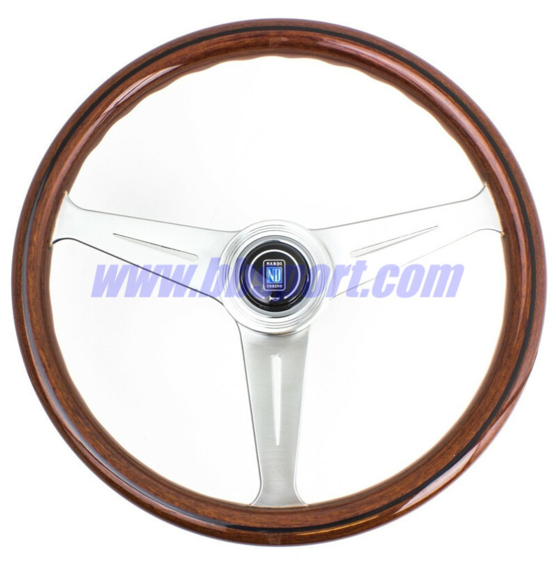 Nardi Classic ND39 Steering Wheel, Wood, Satin Spokes, 45 mm Dish