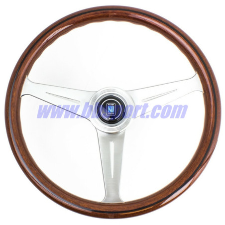 Nardi Classic ND39 Steering Wheel, Wood, Satin Spokes, 45 mm Dish
