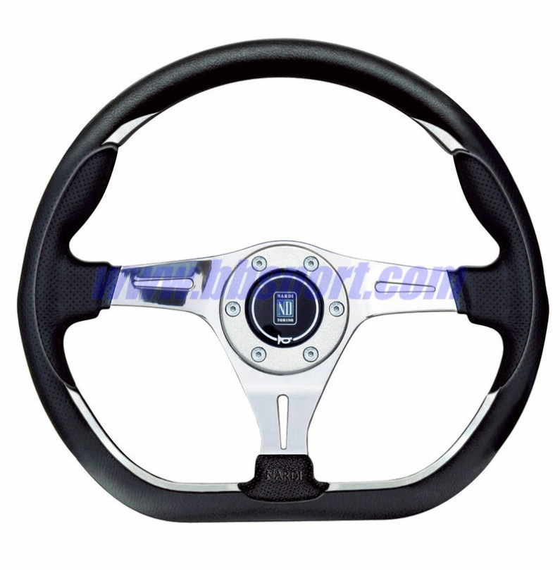 Nardi Kallista Steering Wheel, Black Leather, Chrome Spokes, Ø35 cm