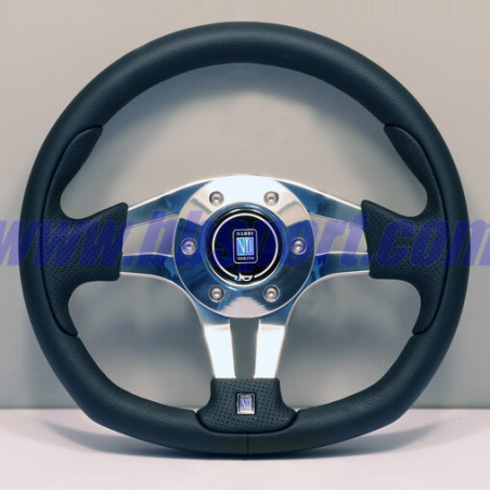 Nardi ND Pasquino Steering Wheel, Black Leather, Chrome Spokes, Ø30 cm
