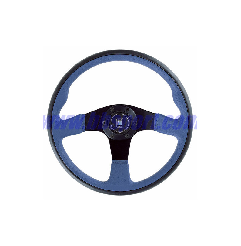 Nardi Twin Line Steering Wheel, Blue Leather, Black Spokes, Ø35 cm Nardi - 1 Nardi Twin Line Steering Wheel, Blue Leather, Black Spokes, Ø35 cm Nardi - 1