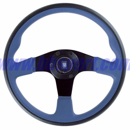Nardi Twin Line Steering Wheel, Blue Leather, Black Spokes, Ø35 cm Nardi - 1