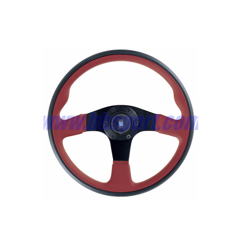 Nardi Twin Line Steering Wheel, Red Leather, Black Spokes, Ø35 cm Nardi Twin Line Steering Wheel, Red Leather, Black Spokes, Ø35 cm