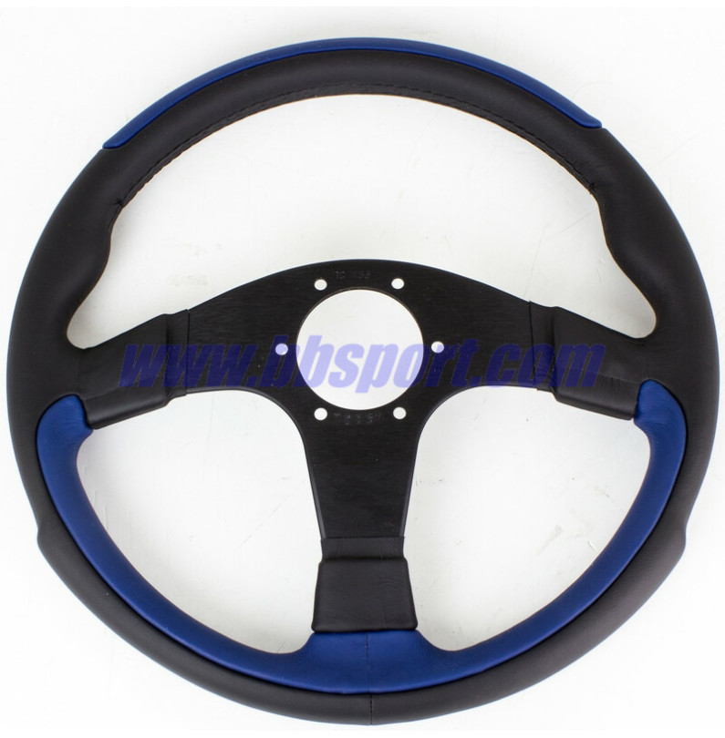 Nardi Leader Steering Wheel, Blue Leather, Black Spokes, Ø35 cm Nardi Leader Steering Wheel, Blue Leather, Black Spokes, Ø35 cm