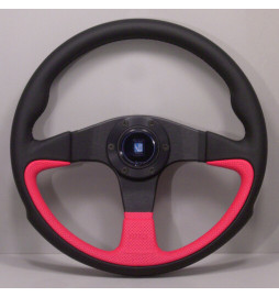 Nardi Challenge Steering Wheel, Red Leather, Black Spokes, Black Stitching, 45 mm Dish, Ø35 cm