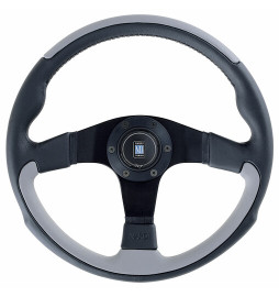 Nardi Leader Steering Wheel, Grey Leather, Black Spokes, Ø35 cm