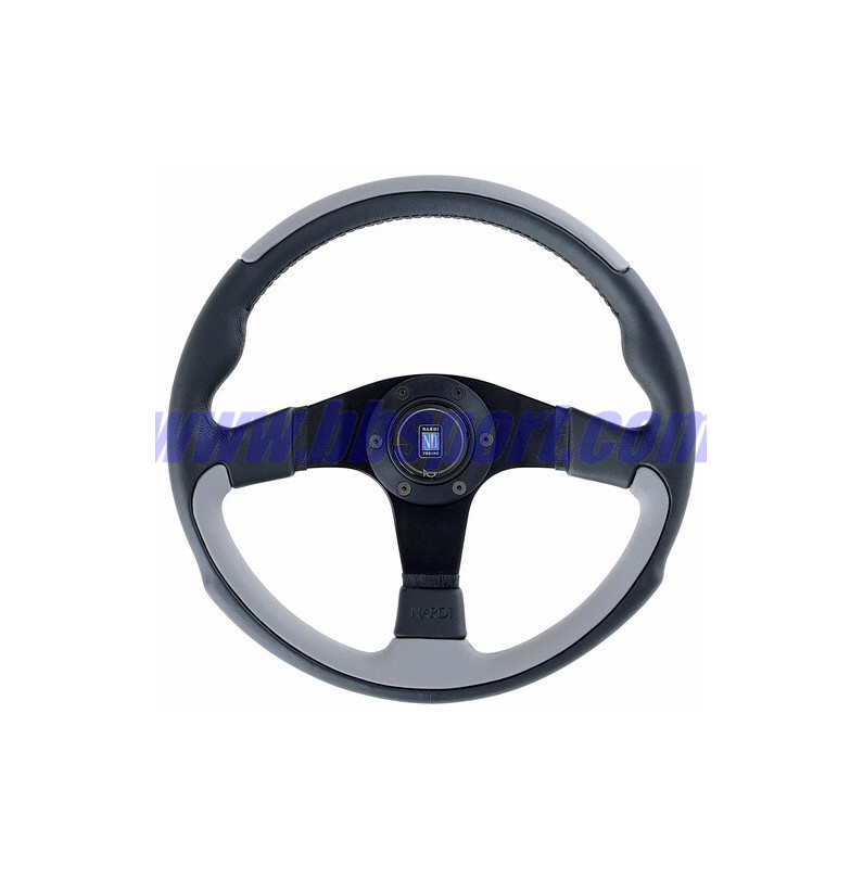 Nardi Leader Steering Wheel, Grey Leather, Black Spokes, Ø35 cm Nardi Leader Steering Wheel, Grey Leather, Black Spokes, Ø35 cm