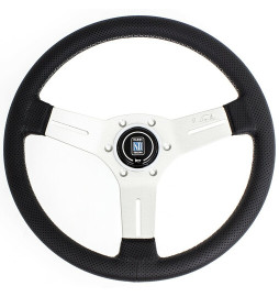 Nardi Competition Steering Wheel, Black Perforated Leather, Satin Spokes, Grey Stitching, 40 mm Dish, Ø33 cm Nardi - 1