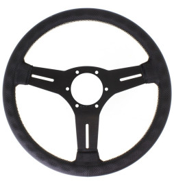 Nardi Competition Steering Wheel, Black Perforated Leather, Black Spokes, Grey Stitching, 40 mm Dish, Ø33 cm