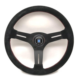 Nardi Competition Steering Wheel, Suede, Black Spokes, Red Stitching, 40 mm Dish, Ø33 cm Nardi - 1