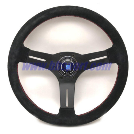 Nardi Competition Steering Wheel, Suede, Black Spokes, Red Stitching, 40 mm Dish, Ø33 cm Nardi - 1
