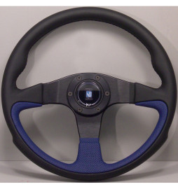 Nardi Challenge Steering Wheel, Blue Leather, Black Spokes, Black Stitching, 45 mm Dish, Ø35 cm