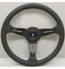 Nardi Deep Corn Steering Wheel, Black Perforated Leather, Black Spokes, Italia Stitching, 50 mm Dish, Ø33 cm