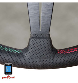 Nardi Deep Corn Steering Wheel, Black Perforated Leather, Black Spokes, 3-Sector Italia Stitching, 75 mm Dish, Ø35 cm