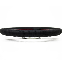 Nardi Deep Corn Steering Wheel, Black Perforated Leather, Chrome Spokes, Red Stitching, 50 mm Dish, Ø33 cm