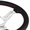 Nardi Deep Corn Steering Wheel, Black Perforated Leather, Chrome Spokes, Red Stitching, 50 mm Dish, Ø33 cm