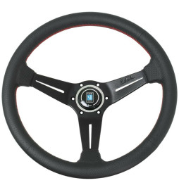 Nardi Classic ND36 Steering Wheel, Black Perforated Leather, Black Spokes, Red Stitching, 40 mm Dish Nardi - 1