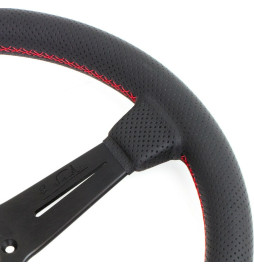 Nardi Classic ND36 Steering Wheel, Black Perforated Leather, Black Spokes, Red Stitching, 40 mm Dish Nardi - 2