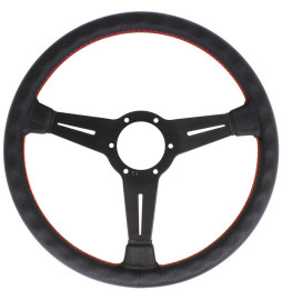 Nardi Classic ND36 Steering Wheel, Black Perforated Leather, Black Spokes, Red Stitching, 40 mm Dish Nardi - 4