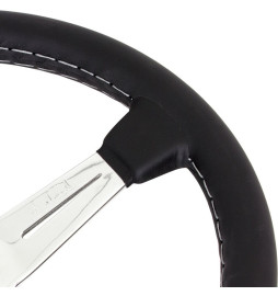 Nardi Classic ND36 Steering Wheel, Black Leather, Chrome Spokes, Grey Stitching, 40 mm Dish Nardi - 1