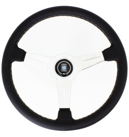 Nardi Classic ND36 Steering Wheel, Black Leather, Chrome Spokes, Grey Stitching, 40 mm Dish