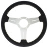 Nardi Classic ND33 Steering Wheel, Black Leather, Satin Spokes, Grey Stitching, 40 mm Dish