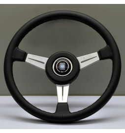 Nardi Classic ND36 Steering Wheel, Black Leather, Satin Spokes, Grey Stitching, 40 mm Dish, Black Hub Nardi - 1