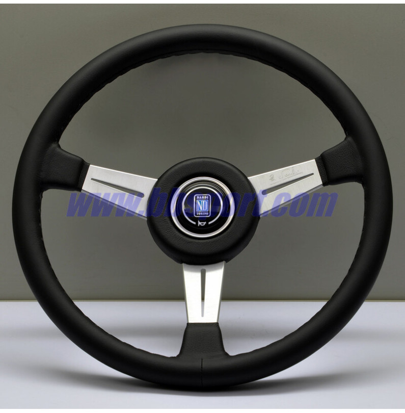 Nardi Classic ND36 Steering Wheel, Black Leather, Satin Spokes, Grey Stitching, 40 mm Dish, Black Hub Nardi - 1 Nardi Classic ND36 Steering Wheel, Black Leather, Satin Spokes, Grey Stitching, 40 mm Dish, Black Hub Nardi - 1