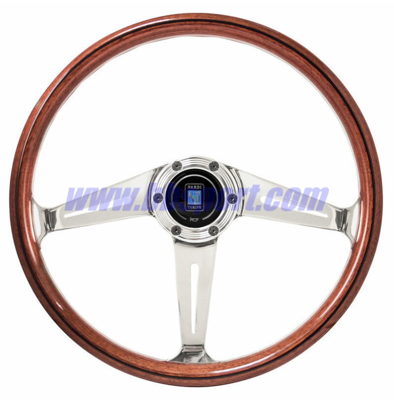 Nardi Classic ND36 "Side Spokes" Steering Wheel, Wood, Satin Spokes