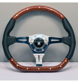 Nardi Kallista "Pagani Zonda" Steering Wheel, Wood & Perforated Leather, Chrome Spokes