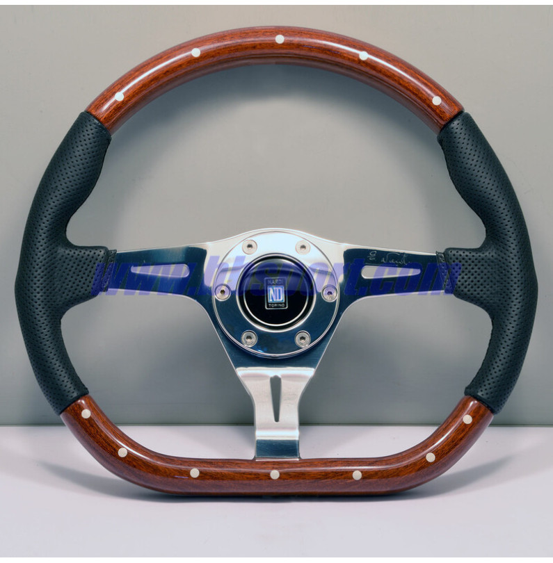 Nardi Kallista "Pagani Zonda" Steering Wheel, Wood & Perforated Leather, Chrome Spokes