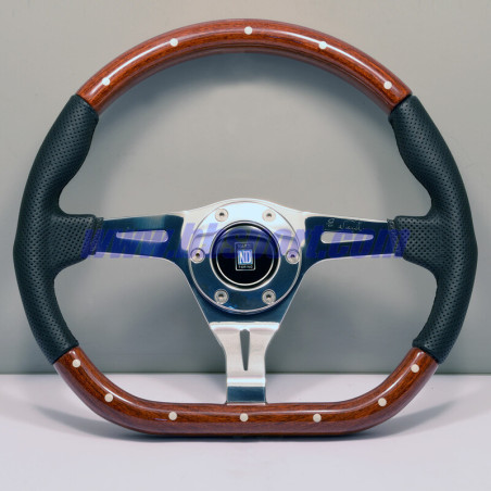 Nardi Kallista "Pagani Zonda" Steering Wheel, Wood & Perforated Leather, Chrome Spokes