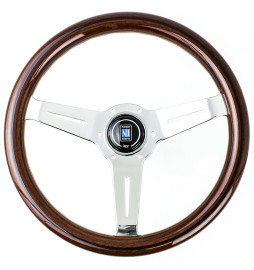 Nardi Classic ND33 Steering Wheel, Wood, Chrome Spokes, 40 mm Dish