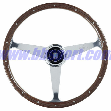 Nardi "Anni 50" Steering Wheel, Wood, Chrome Spokes, 45 mm Dish, Ø38 cm