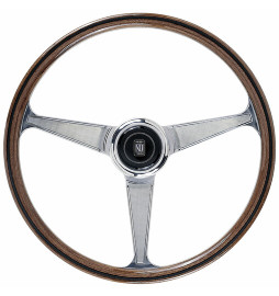 Nardi "Anni 60" Steering Wheel, Wood, Chrome Spokes, 45 mm Dish, Ø38 cm