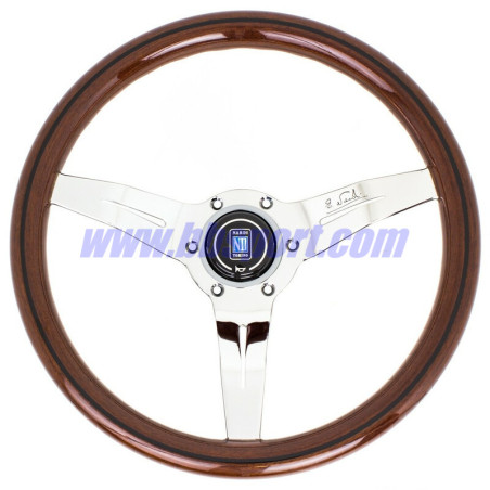 Nardi Deep Corn Steering Wheel, Wood, Chrome Spokes, 50 mm Dish, Ø33 cm